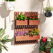 Wall Mounted Wooden Garden Planter with Trellis and Drainage Holes Brown by Outsunny