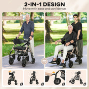 4 Wheel Rollator Walker with Seat and Storage for Elderly or Disabled Support Black AOSOM