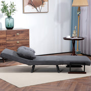 4 in 1 Single Sofa Bed Chair with Pillow Converts to Lounger or Bed Charcoal Grey