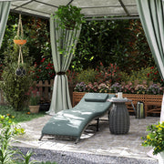 Rattan Folding Sun Lounger with Cushion and Pillow Mixed Grey by Outsunny