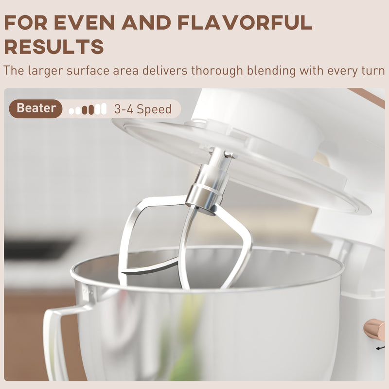 White 1300W Kitchen Stand Mixer with Accessories by HOMCOM