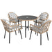 Light Brown 5 Piece Rattan Patio Dining Set with Cushions and Glass Table by Outsunny