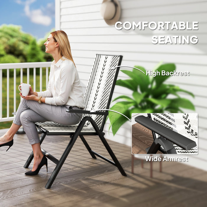 Grey Rattan Reclining Garden Chairs Set for Outdoor Relaxing Comfort by Outsunny