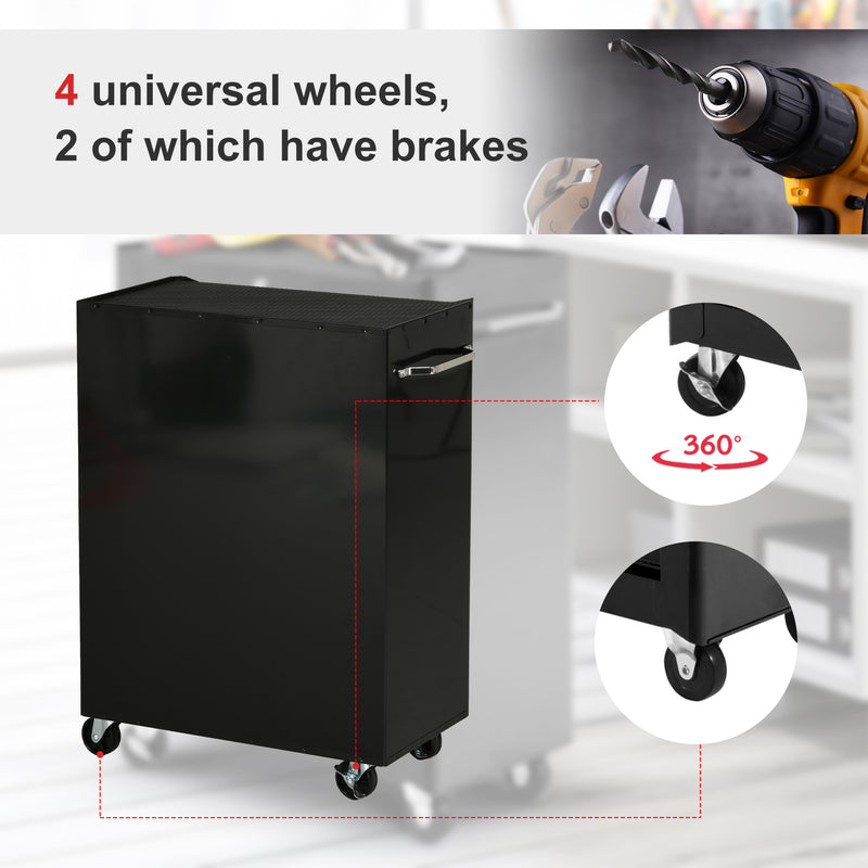 5 Drawer Lockable Steel Tool Chest With Wheels For Garage Or Workshop Use Red