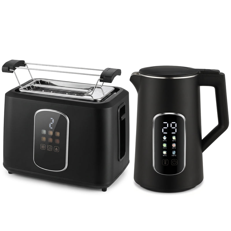 Homcom kettle and toaster set in black on a white background