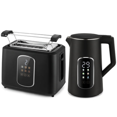 Homcom kettle and toaster set in black on a white background