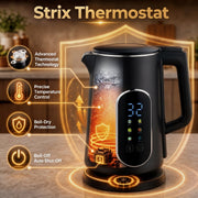 Close-up of the kettle's Strix thermostat and safety features