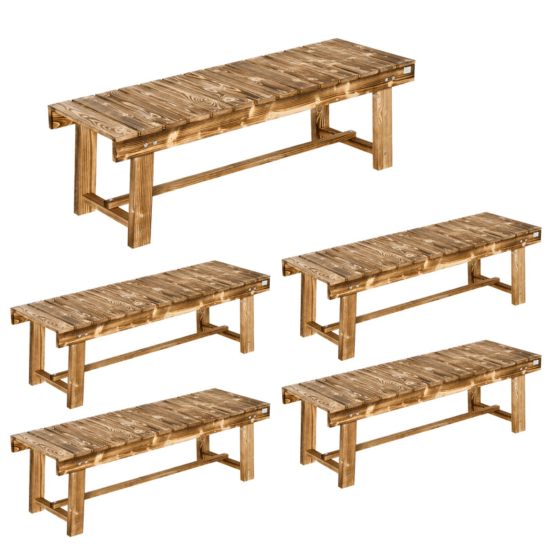 2 Seater Wooden Garden Bench Set for Indoor or Outdoor Use Compact Design, Carbonised