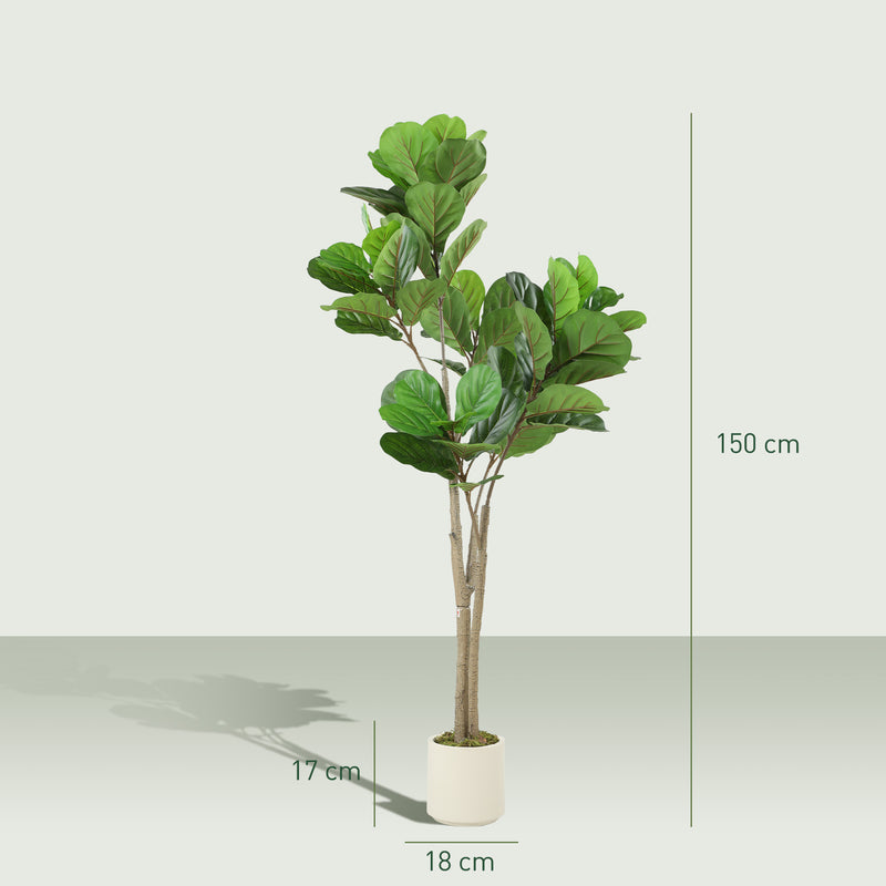 150cm Artificial Ficus Tree With Realistic Leaves For Home Or Office Decor Green