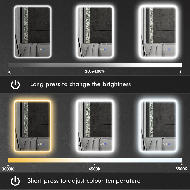 50 x 70 cm LED Bathroom Mirror with Bluetooth and Backlit Lighting in Silver by Homcom