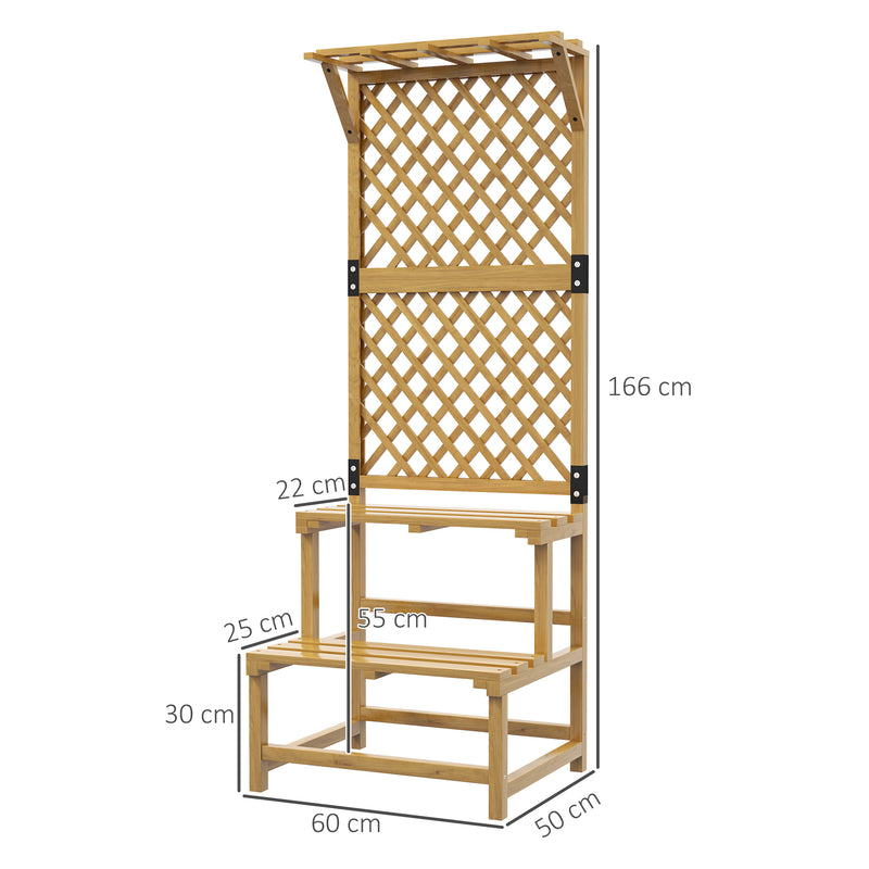 Wooden Plant Stand with Trellis Natural Finish for Garden and Patio by Outsunny