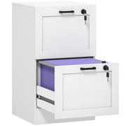 White 2 Drawer Lockable Filing Cabinet for Home Office Storage and Organisation Homcom