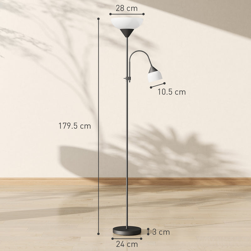 LED Floor Lamp with Uplighter and Adjustable Reading Light for Living Room, Black