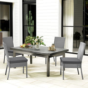 Set of Four Dark Grey Armless Rattan Garden Chairs With Cushions Weather Resistant by Outsunny