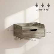 Floating Bedside Tables Set of 2 with Drawer and Shelf for Space Saving Bedroom Storage Grey AOSOM