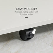 White Compact Work Desk with Multi Storage and Wheels by HOMCOM