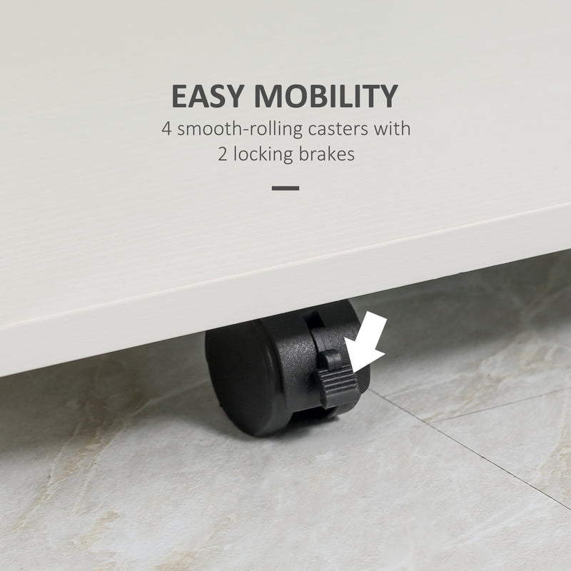 White Compact Work Desk with Multi Storage and Wheels by HOMCOM