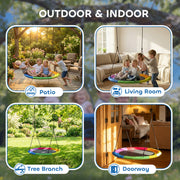 Kids Garden Nest Swing for Up to 4 Children with Adjustable Ropes and Waterproof Seat Multicolour AOSOM