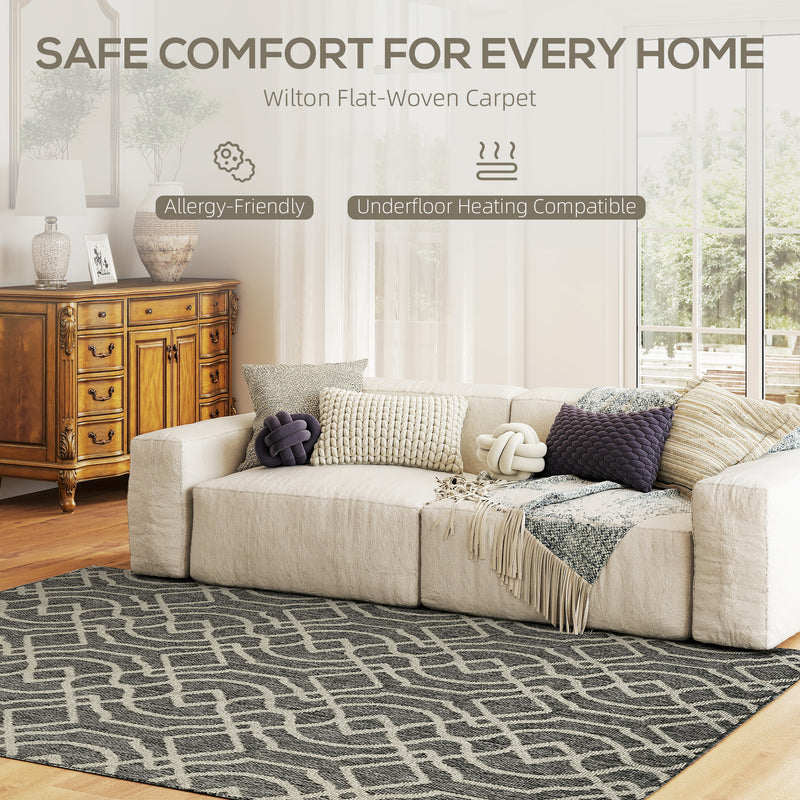 Large UV Resistant Indoor Outdoor Rug Easy to Clean with Geometric Design 230x160cm, Grey