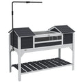 Wooden Tortoise Enclosure with Lamp Holder Storage Shelf and Two Houses, Grey