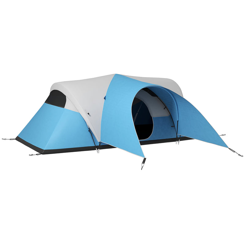 Family Camping Tent for 5 to 6 People, Rainfly, Waterproof Porch, Groundsheet, Blue