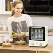 15L Electric Mini Oven with Grill and Adjustable Timer Ideal for Small Kitchens Cream White