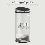 Automatic 42L Automatic Kitchen Sensor Bin with Soft Close Lid Ideal for Home Use, Stainless Steel