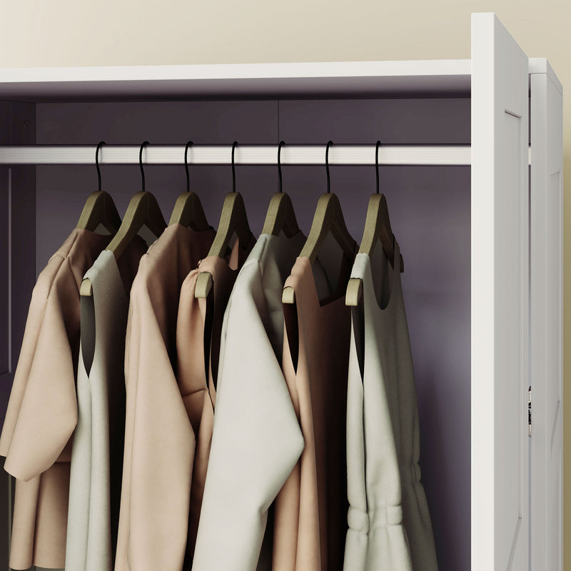 White Double Panelled Door Wardrobe With Shelves by HOMCOM