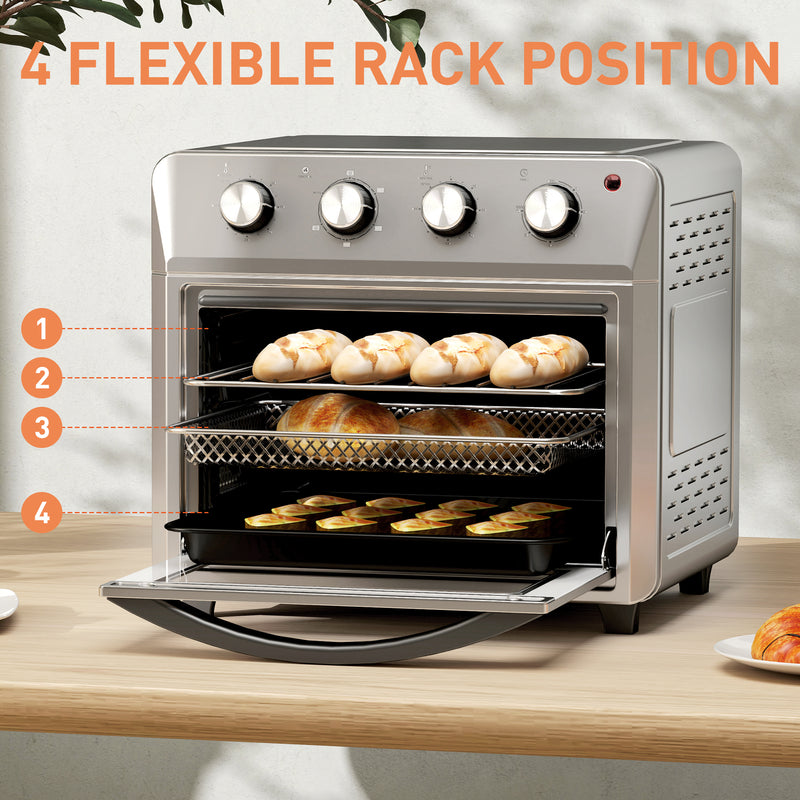 24L Silver Air Fryer Oven 1600W Oil Free Cooking with Timer Touch Screen by HOMCOM
