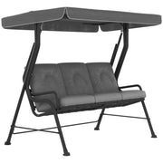 3 Seater Garden Swing Chair with Adjustable Canopy and Thick Cushions Light Grey Outsunny