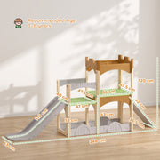 Dimensions diagram showing 248 cm length, 120 cm height and platform and slide sizes