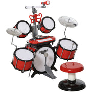 Homcom red kids drum kit with keyboard, microphone and stool