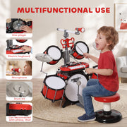 Dimensions diagram for the red kids drum kit