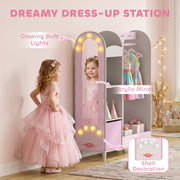 Dress up panel showing the glowing bulb lights, acrylic mirror and shell decoration