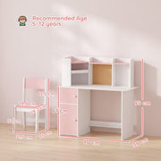 Dimension diagram of the kids desk and chair set showing 90 x 39 x 95 cm desk and 31.5 x 35 x 65.5 cm chair