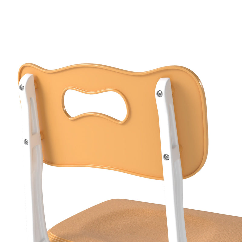 Close-up of the kids chair backrest with cut-out handle and screw fixings