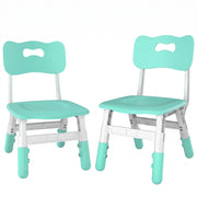 Side-by-side view of two kids desk chairs with adjustable legs