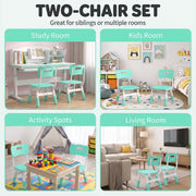 Two-chair set shown in study, kids room, activity and living room settings