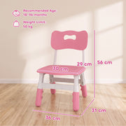 Kids chair with 30 cm seat width, 29 cm seat depth and 56 cm overall height marked