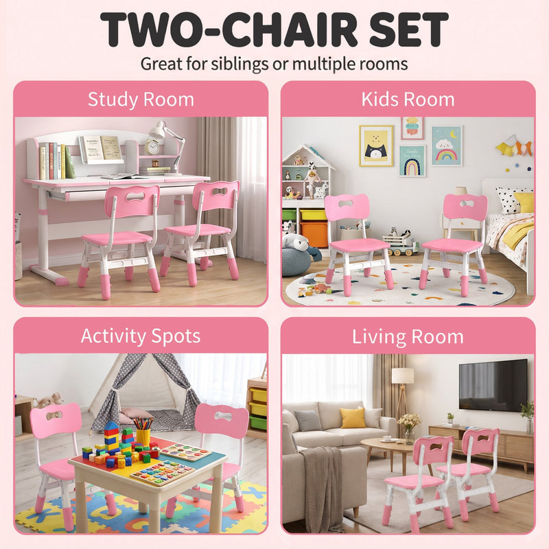 Two kids chairs styled across a study room, kids room, activity spot and living room