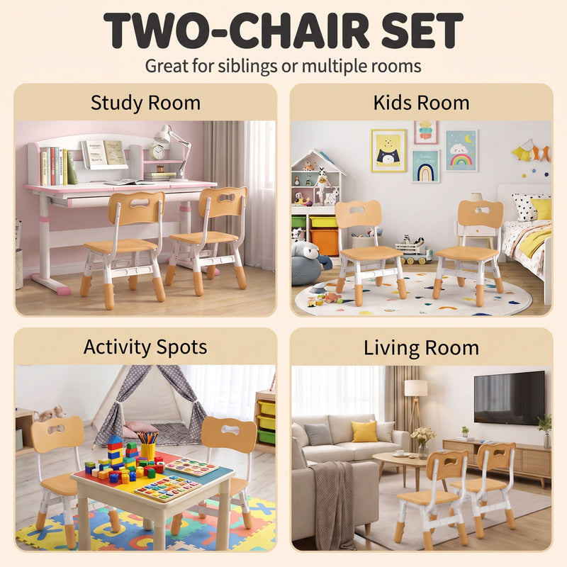 Set of 2 kids chairs pictured in a study room, kids room, activity area and living room