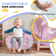 Toddler on the armchair with high-density sponge and soft velvet fabric callouts