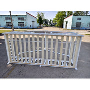 Bed frame slats and side rail shown during factory production
