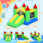Dimensions diagram of the bouncy castle showing 300 cm length, 180 cm width and 155 cm height