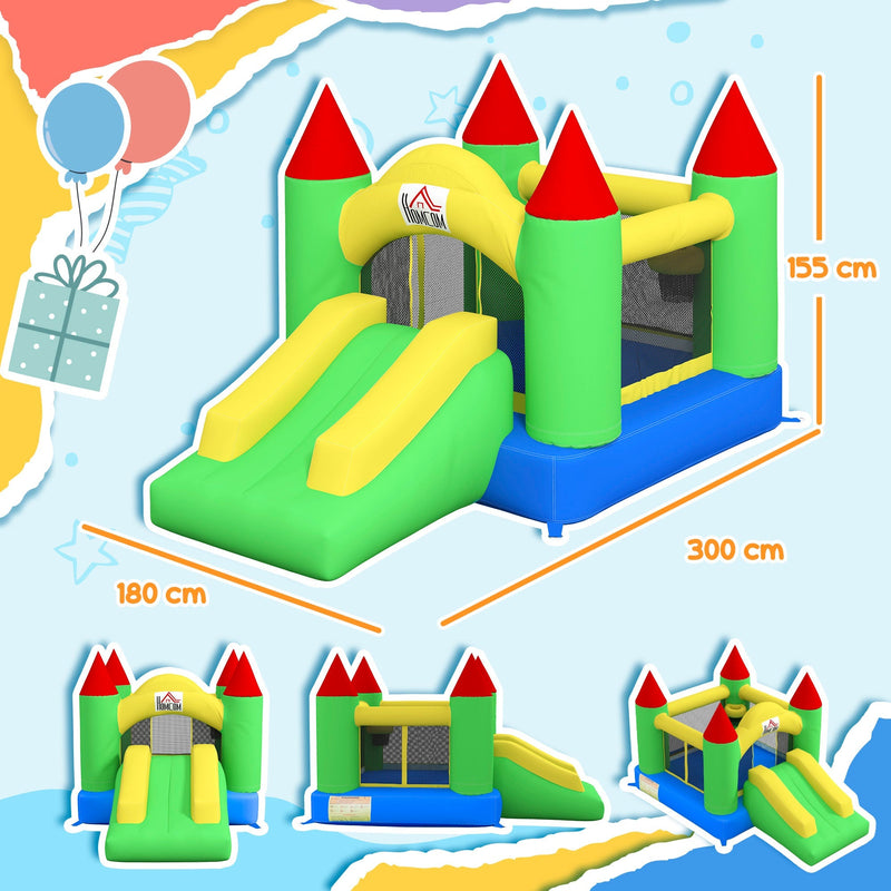 Dimensions diagram of the bouncy castle showing 300 cm length, 180 cm width and 155 cm height