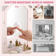 Shatter-resistant acrylic mirror panel compared with a cracked glass mirror