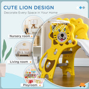 Yellow Aiyaplay lion slide shown in a nursery, living room and playroom setting