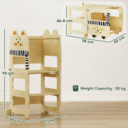 Dimension diagram: step stool 57L x 39W x 93H cm, desk and chair mode 78L x 42D x 46.8H cm