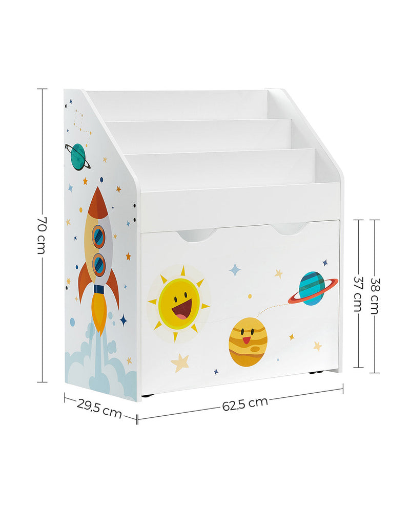 Dimensions diagram giving 62.5 cm width, 29.5 cm depth and 70 cm overall height