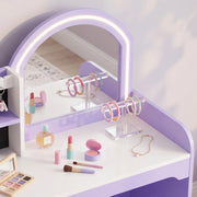 Close-up of the jewelry rack holding bracelets and hair accessories